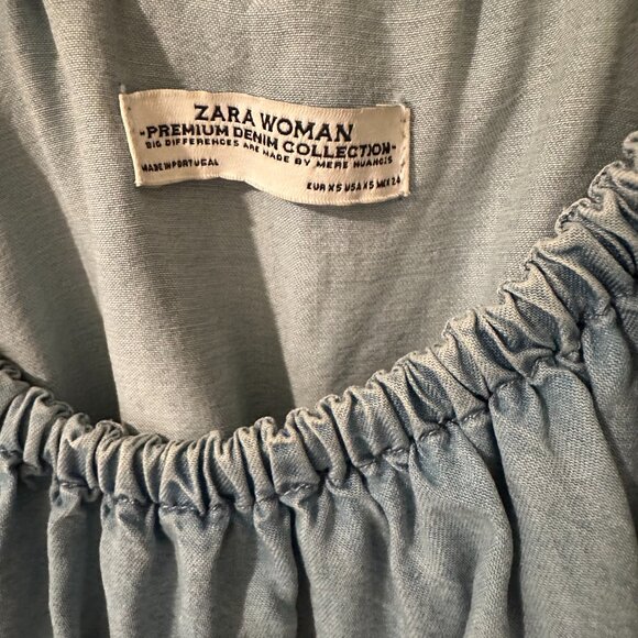 Zara light denim off the shoulder minidress - size S - Picture 2 of 2